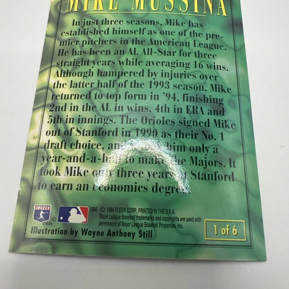 1995 Fleer Pro Visions #1 Mike Mussina Baltimore Orioles MLB Baseball Card